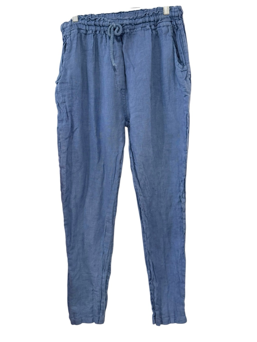 Meo Meli Small Light Blue Italian Linen Drawstring Pants Made in Italy